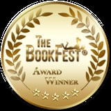 BookFest Award Winner gold medal with laurel wreath and five-star rating